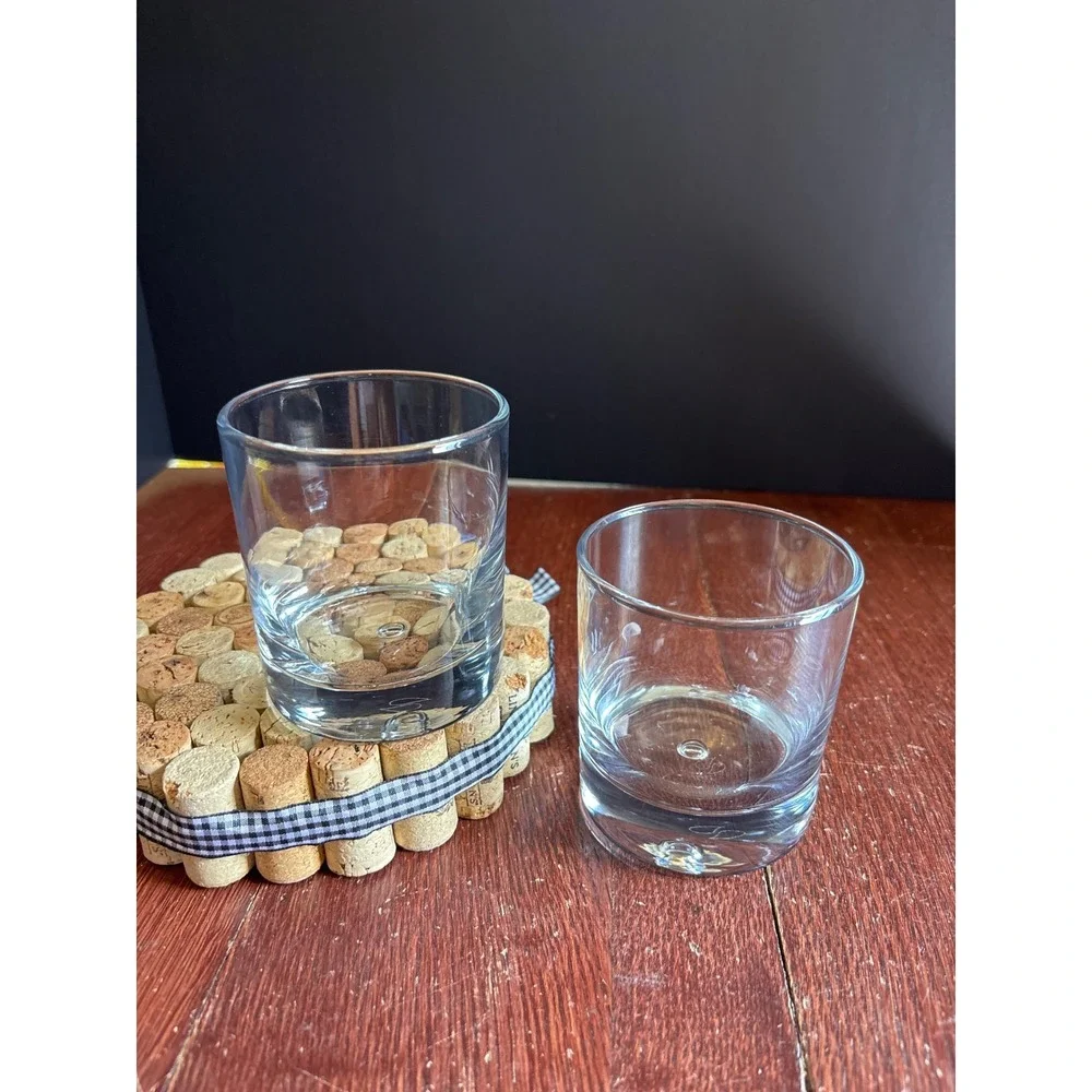 Set of 2 Clear Glass Whiskey Lowball Tumblers Weighted Base Old Fashioned 3.5in